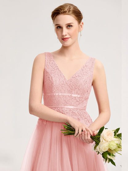 ever ELIA|Applique Tulle Sleeveless Bridesmaid Dress