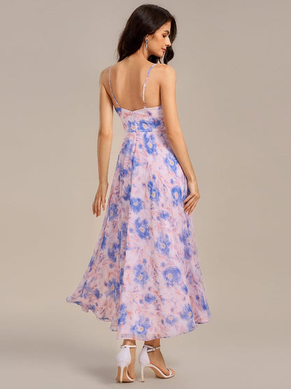 ever RUE|Ruffled Floral V-Neck A-line Maxi Side split Bridesmaid Dress