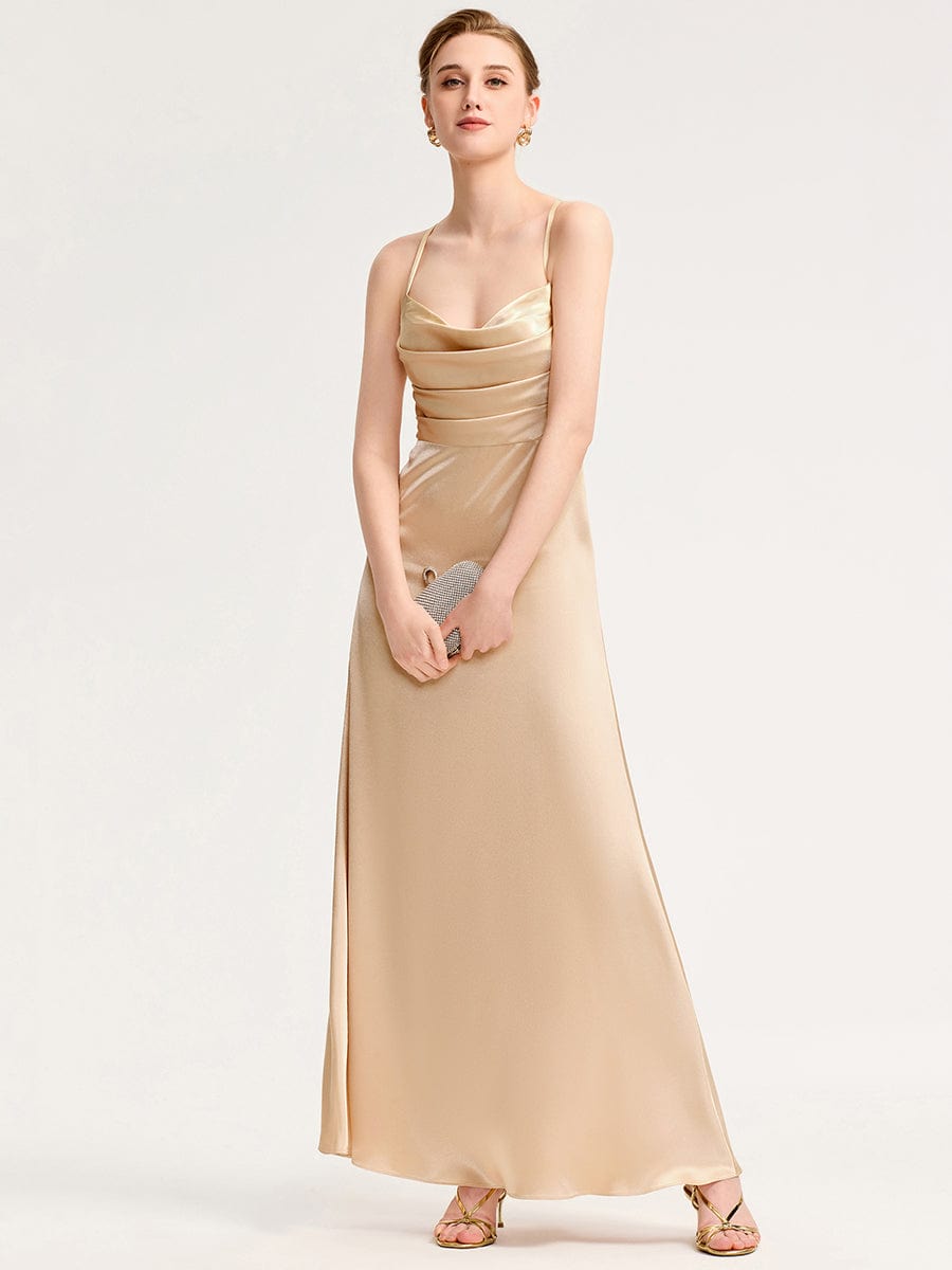 ever SERIVA|Backless Satin Bridesmaid dress