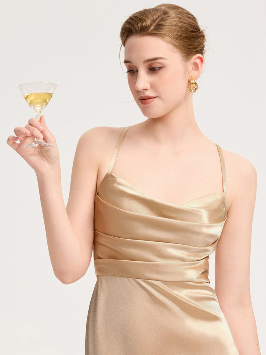 ever SERIVA|Backless Satin Bridesmaid dress