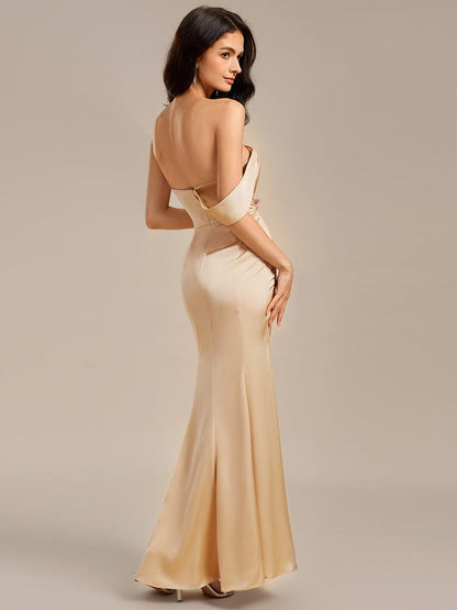 ever TESSARA|Satin One Shoulder Side Split Maxi Mermaid  Bridesmaid Dress