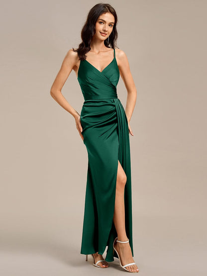 ever LIORA|Satin Spaghetti Strap Maxi Mermaid Bridesmaid Dress