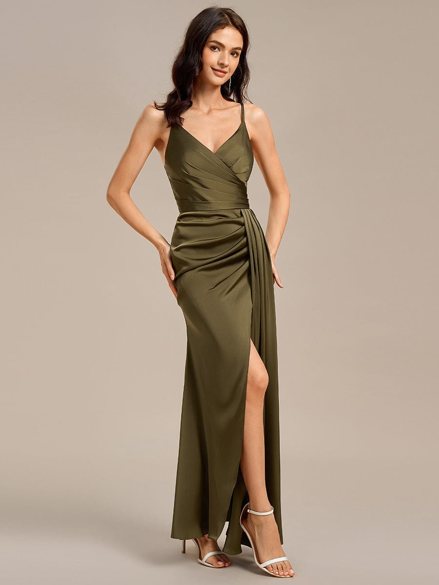 ever LIORA|Satin Spaghetti Strap Maxi Mermaid Bridesmaid Dress