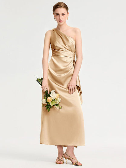 ever SOLENE|One Shoulder Satin Bridesmaid Dress