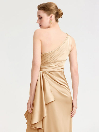 ever SOLENE|One Shoulder Satin Bridesmaid Dress