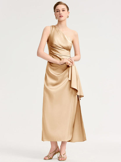 ever SOLENE|One Shoulder Satin Bridesmaid Dress