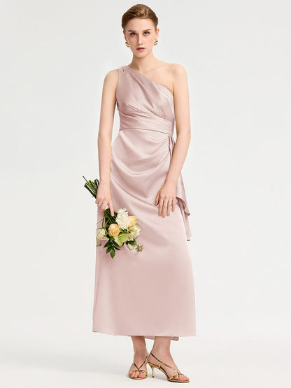 ever SOLENE|One Shoulder Satin Bridesmaid Dress
