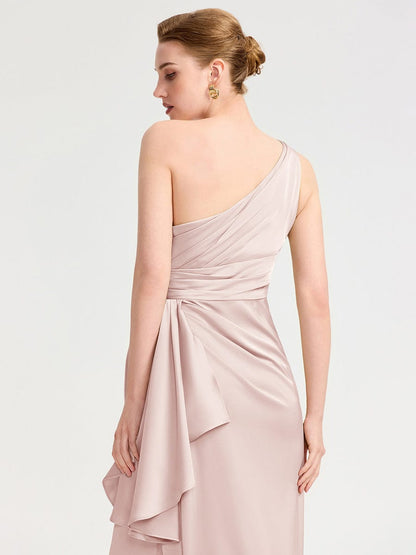 ever SOLENE|One Shoulder Satin Bridesmaid Dress
