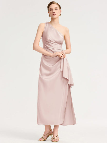 ever SOLENE|One Shoulder Satin Bridesmaid Dress