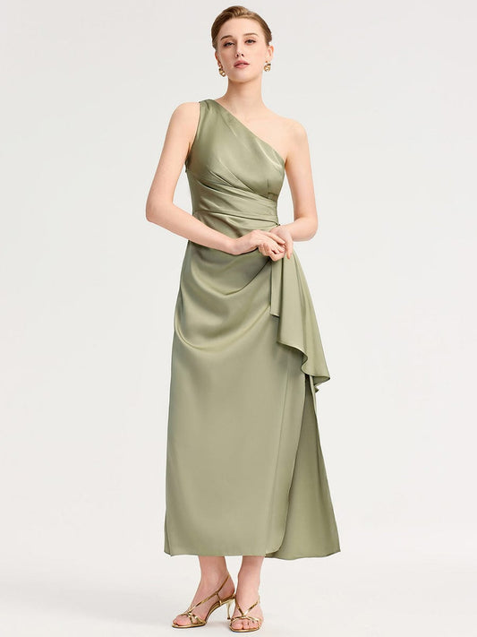 ever SOLENE|One Shoulder Satin Bridesmaid Dress