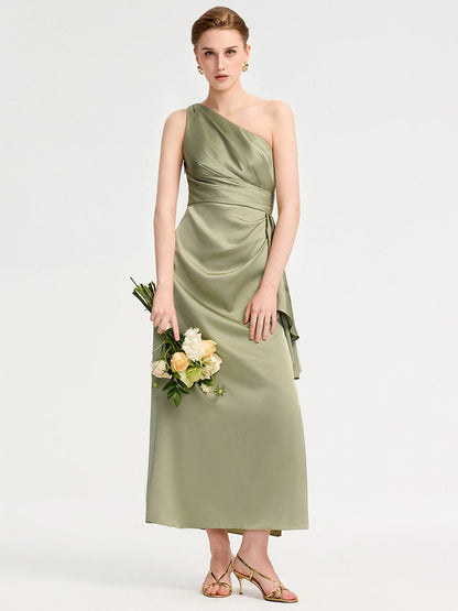 ever SOLENE|One Shoulder Satin Bridesmaid Dress