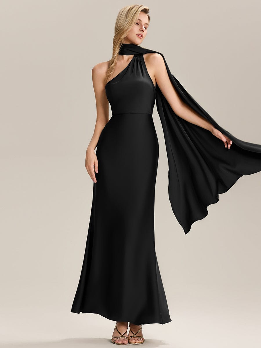 ever SYLVARA|Flowing Ribbons Satin Sleeveless Bridesmaid Dress
