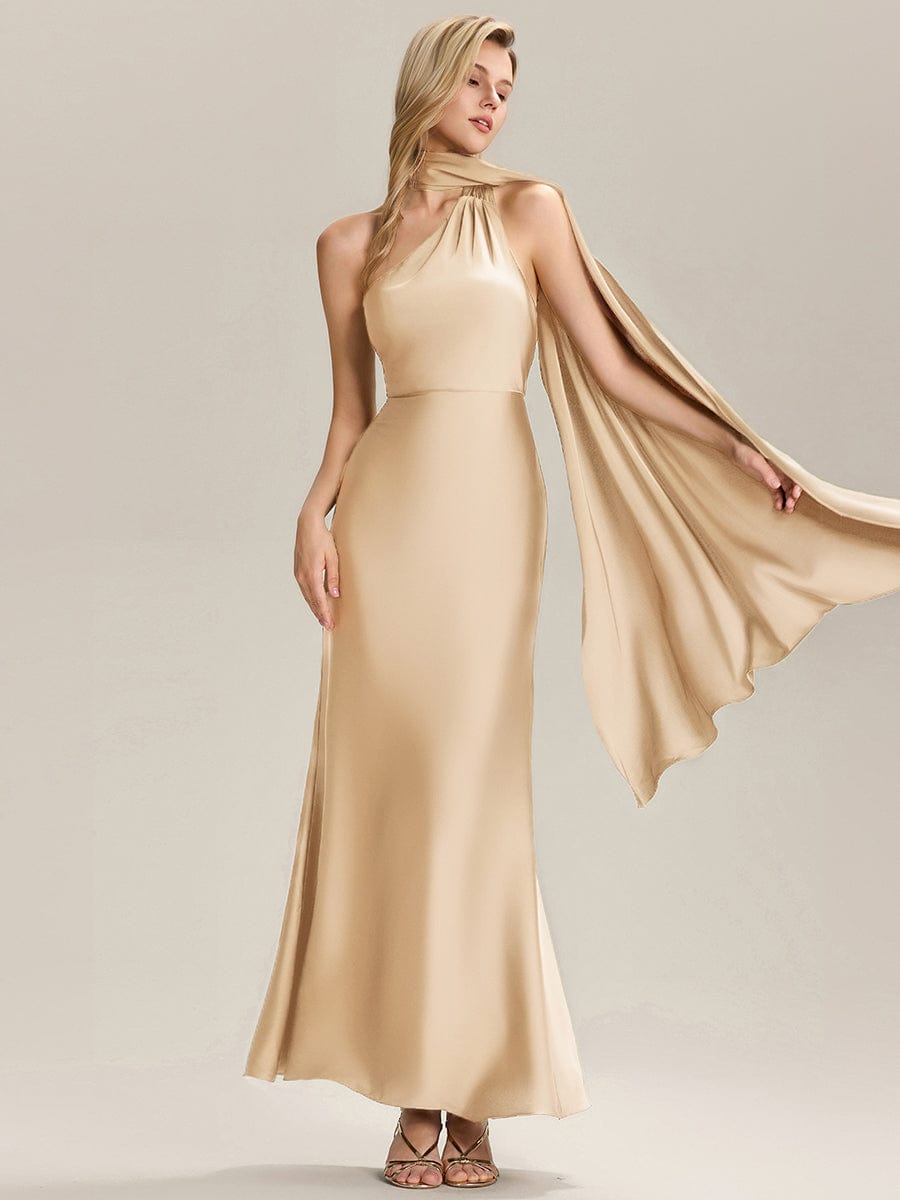 ever SYLVARA|Flowing Ribbons Satin Sleeveless Bridesmaid Dress