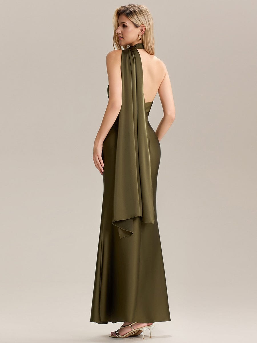 ever SYLVARA|Flowing Ribbons Satin Sleeveless Bridesmaid Dress
