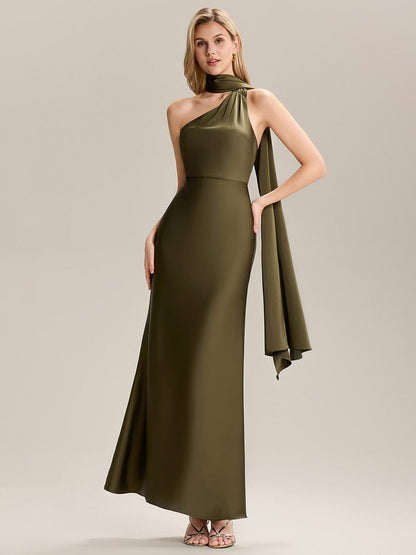 ever SYLVARA|Flowing Ribbons Satin Sleeveless Bridesmaid Dress
