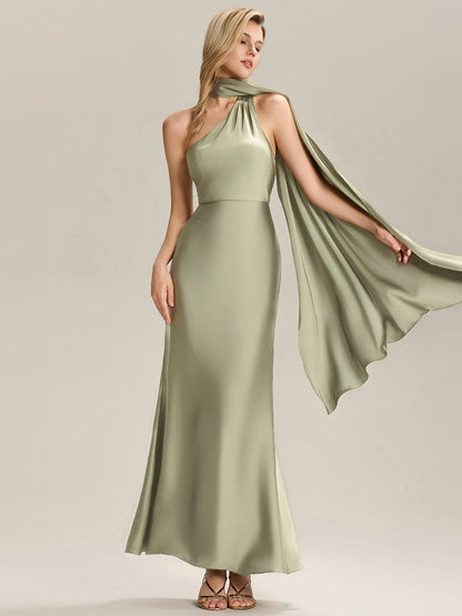 ever SYLVARA|Flowing Ribbons Satin Sleeveless Bridesmaid Dress
