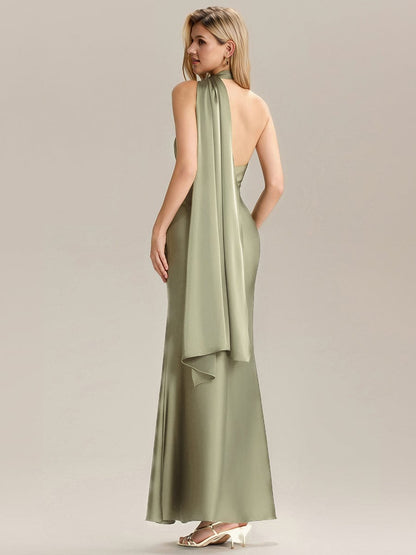 ever SYLVARA|Flowing Ribbons Satin Sleeveless Bridesmaid Dress