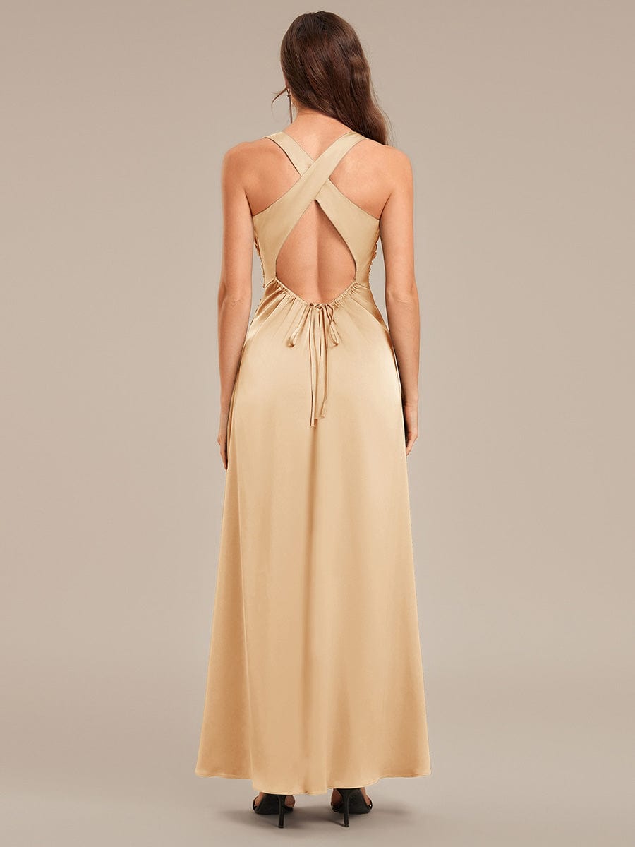 ever VALENCIA|Backless Satin Sleeveless Bridesmaid Dress
