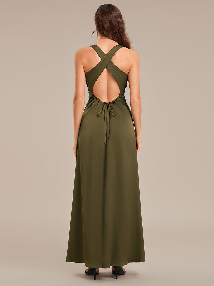 ever VALENCIA|Backless Satin Sleeveless Bridesmaid Dress