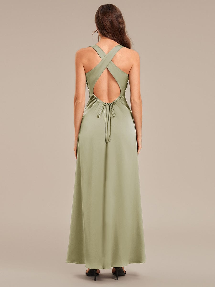 ever VALENCIA|Backless Satin Sleeveless Bridesmaid Dress