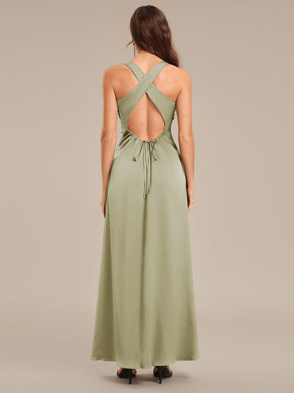 ever VALENCIA|Backless Satin Sleeveless Bridesmaid Dress