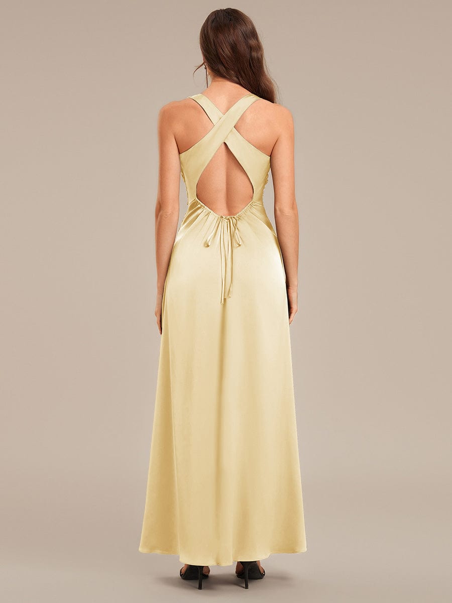 ever VALENCIA|Backless Satin Sleeveless Bridesmaid Dress