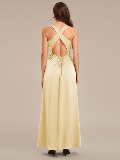 ever VALENCIA|Backless Satin Sleeveless Bridesmaid Dress