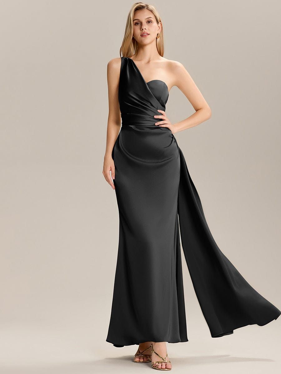 ever ARLENNA|Flowing Ribbons Pleated Satin Sleeveless Bridesmaid Dress