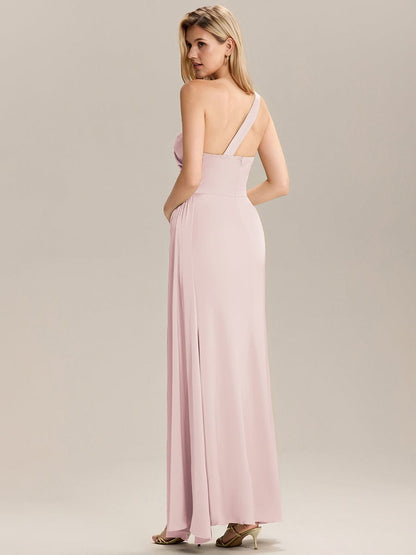 ever ARLENNA|Flowing Ribbons Pleated Satin Sleeveless Bridesmaid Dress