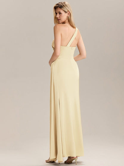 ever ARLENNA|Flowing Ribbons Pleated Satin Sleeveless Bridesmaid Dress