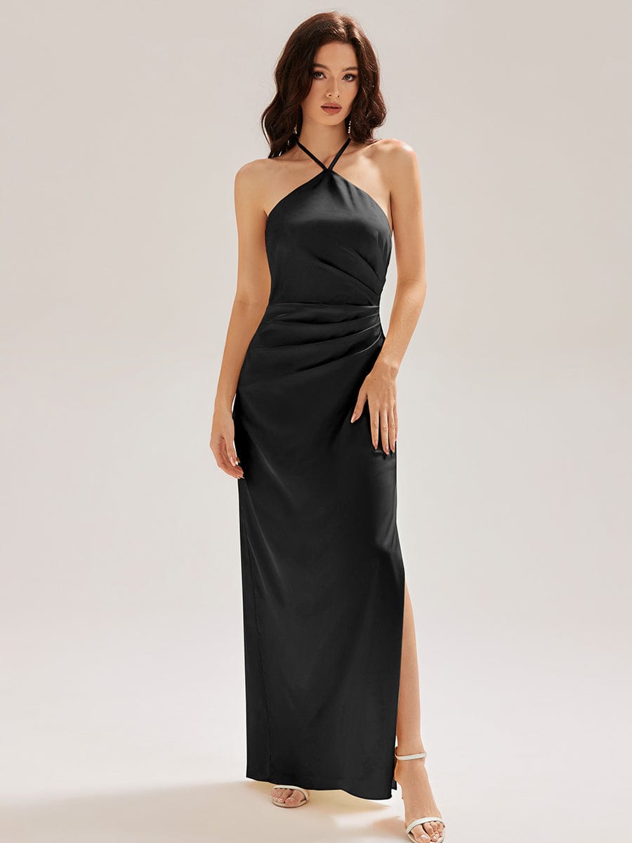 ever ELYS|Satin Halter Backless Maxi Mermaid Dress