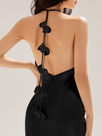 ever ELYS|Satin Halter Backless Maxi Mermaid Dress