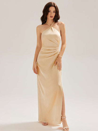 ever ELYS|Satin Halter Backless Maxi Mermaid Dress