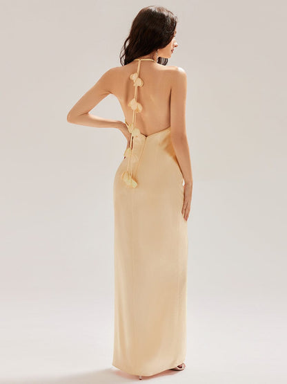 ever ELYS|Satin Halter Backless Maxi Mermaid Dress