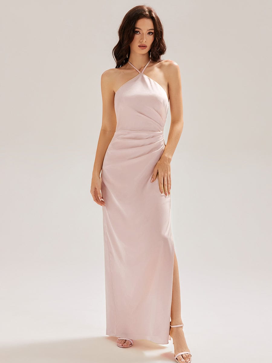 ever ELYS|Satin Halter Backless Maxi Mermaid Dress