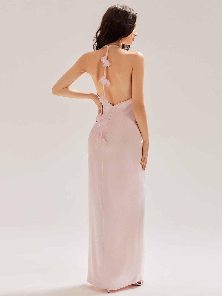 ever ELYS|Satin Halter Backless Maxi Mermaid Dress