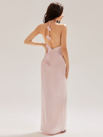 ever ELYS|Satin Halter Backless Maxi Mermaid Dress