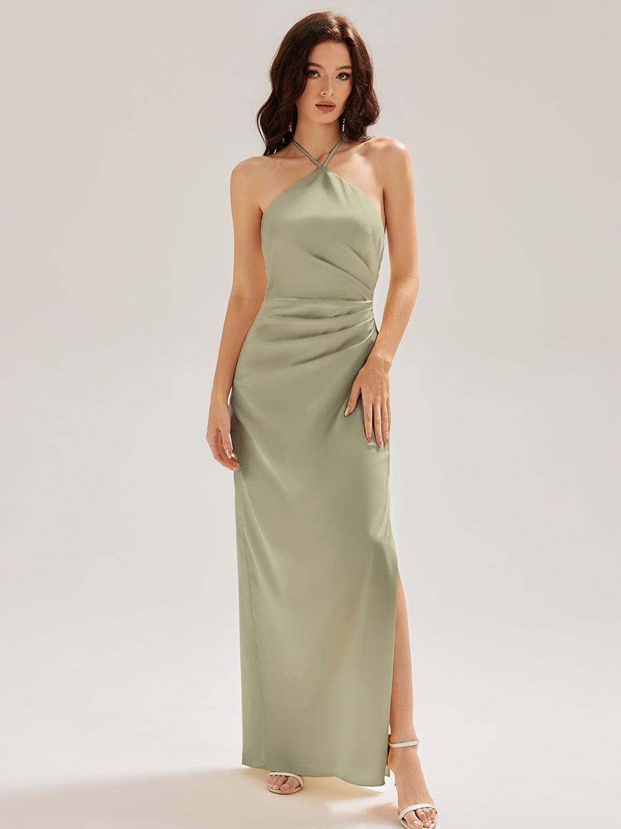 ever ELYS|Satin Halter Backless Maxi Mermaid Dress
