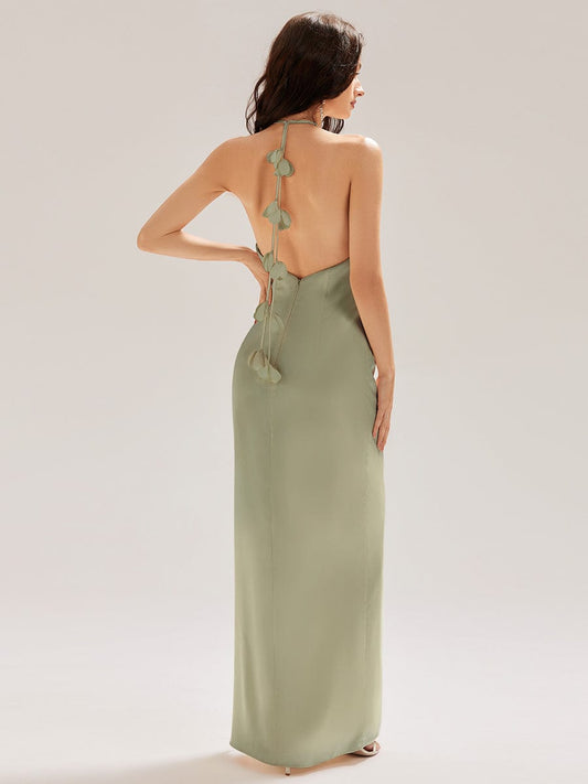 ever ELYS|Satin Halter Backless Maxi Mermaid Dress