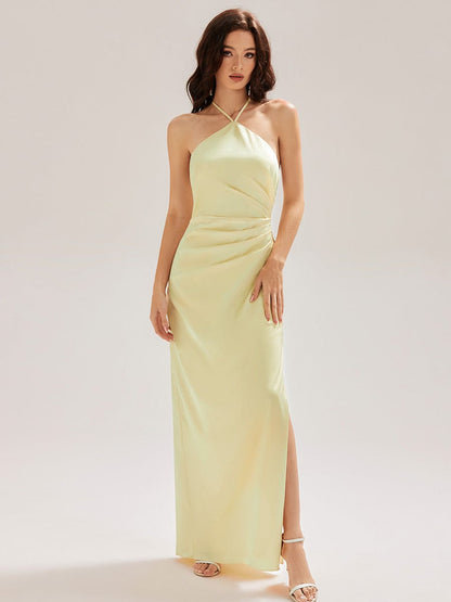 ever ELYS|Satin Halter Backless Maxi Mermaid Dress