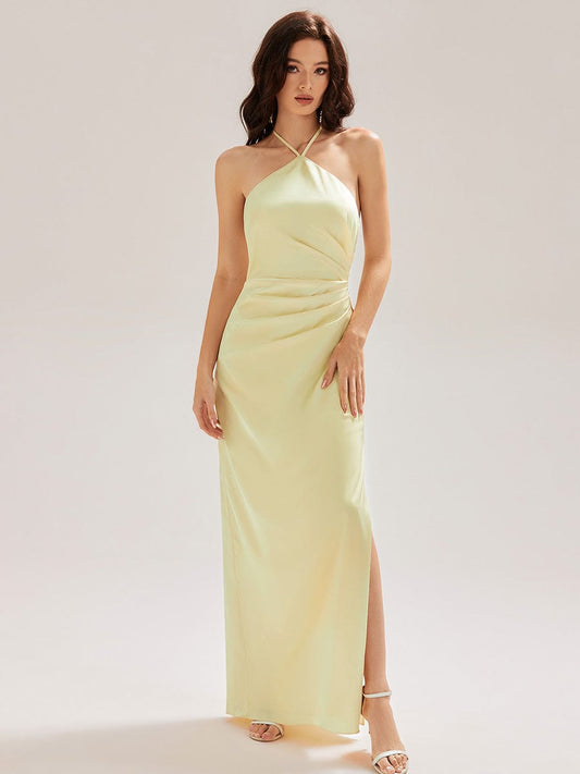 ever ELYS|Satin Halter Backless Maxi Mermaid Dress