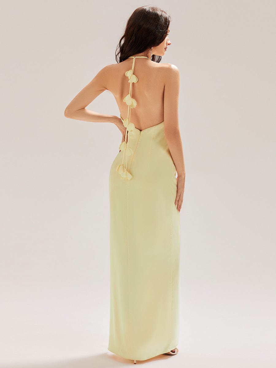 ever ELYS|Satin Halter Backless Maxi Mermaid Dress