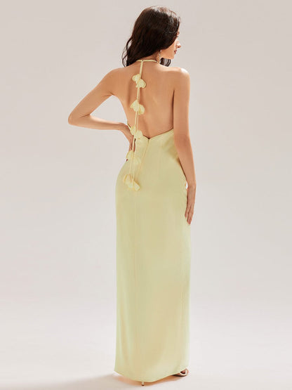 ever ELYS|Satin Halter Backless Maxi Mermaid Dress