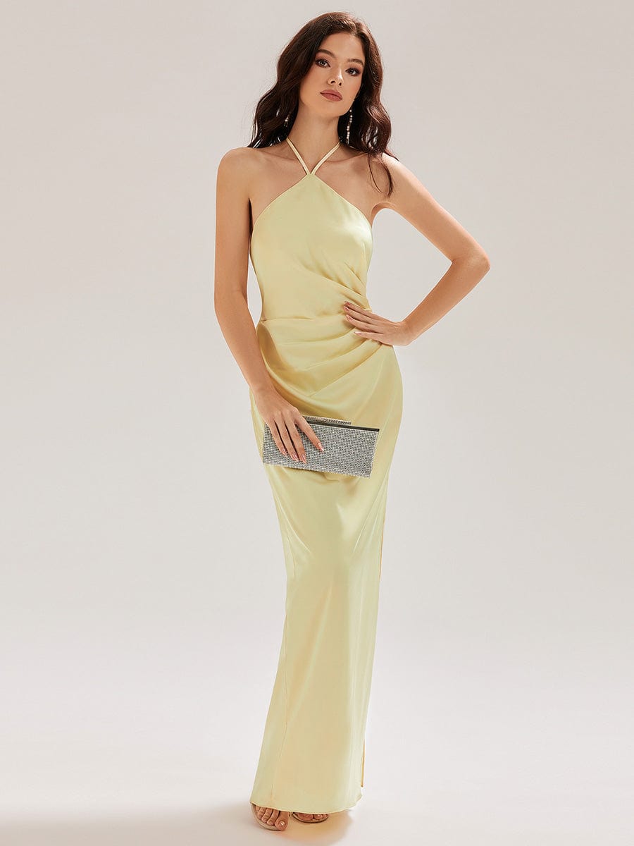 ever ELYS|Satin Halter Backless Maxi Mermaid Dress