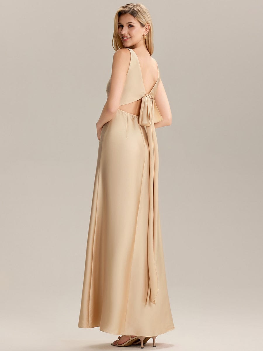ever LINNEA|Tie Knot Satin Sleeveless Bridesmaid Dress