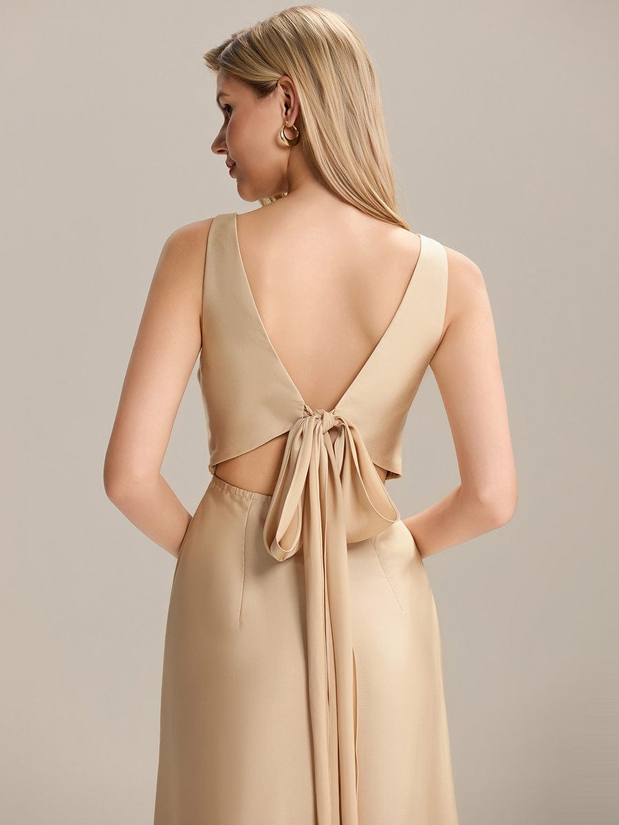 ever LINNEA|Tie Knot Satin Sleeveless Bridesmaid Dress