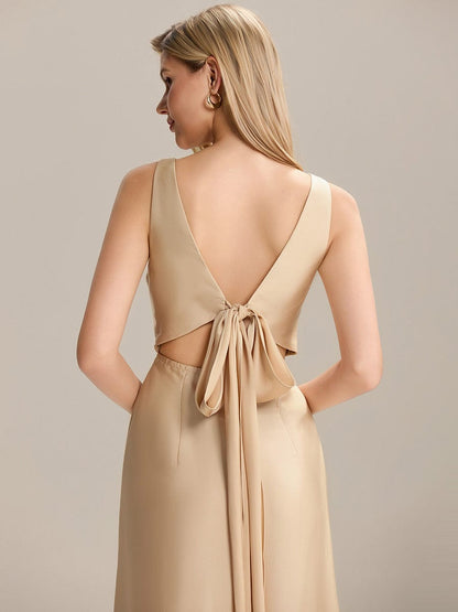 ever LINNEA|Tie Knot Satin Sleeveless Bridesmaid Dress