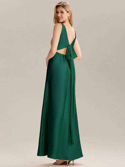 ever LINNEA|Tie Knot Satin Sleeveless Bridesmaid Dress
