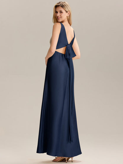 ever LINNEA|Tie Knot Satin Sleeveless Bridesmaid Dress