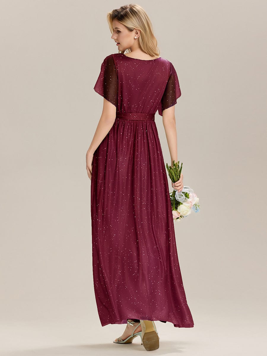 ever EMBERLY|Tie-Waist Ruffle Sleeve Maxi Bridesmaid Dress